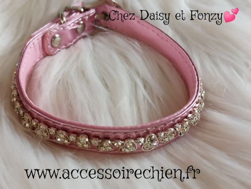 Collier FOR MY DOG rose et strass