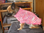 pull chien tricoté main  rose chiné taille 40cm