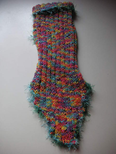 pull chien tricoté main  multicolors taille 35cm