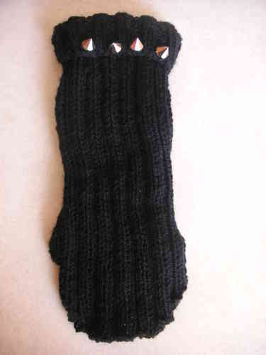 pull chien tricoté main noir rock dos 22cm