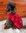 Pull tricoté main chien dos 30 cm rouge