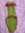 Pull tricoté main vert pomme bordure fuchsia dos 40cm