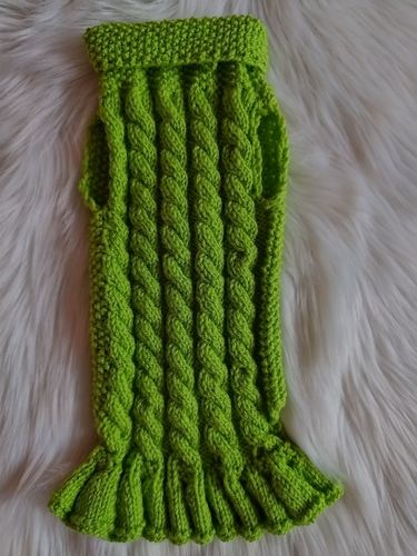 Pull tricoté main modèle robe torsades dos 30cm