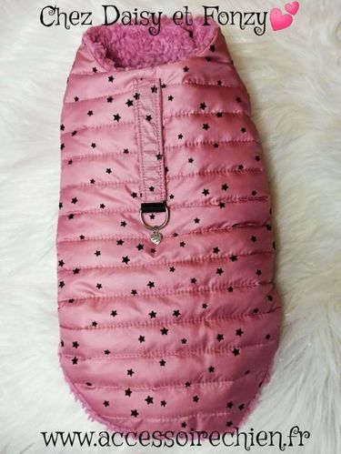Manteau harnais fait main Collection Hiver modèle rose étoilé