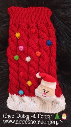 Pull tricoté main dos 20cm Noël